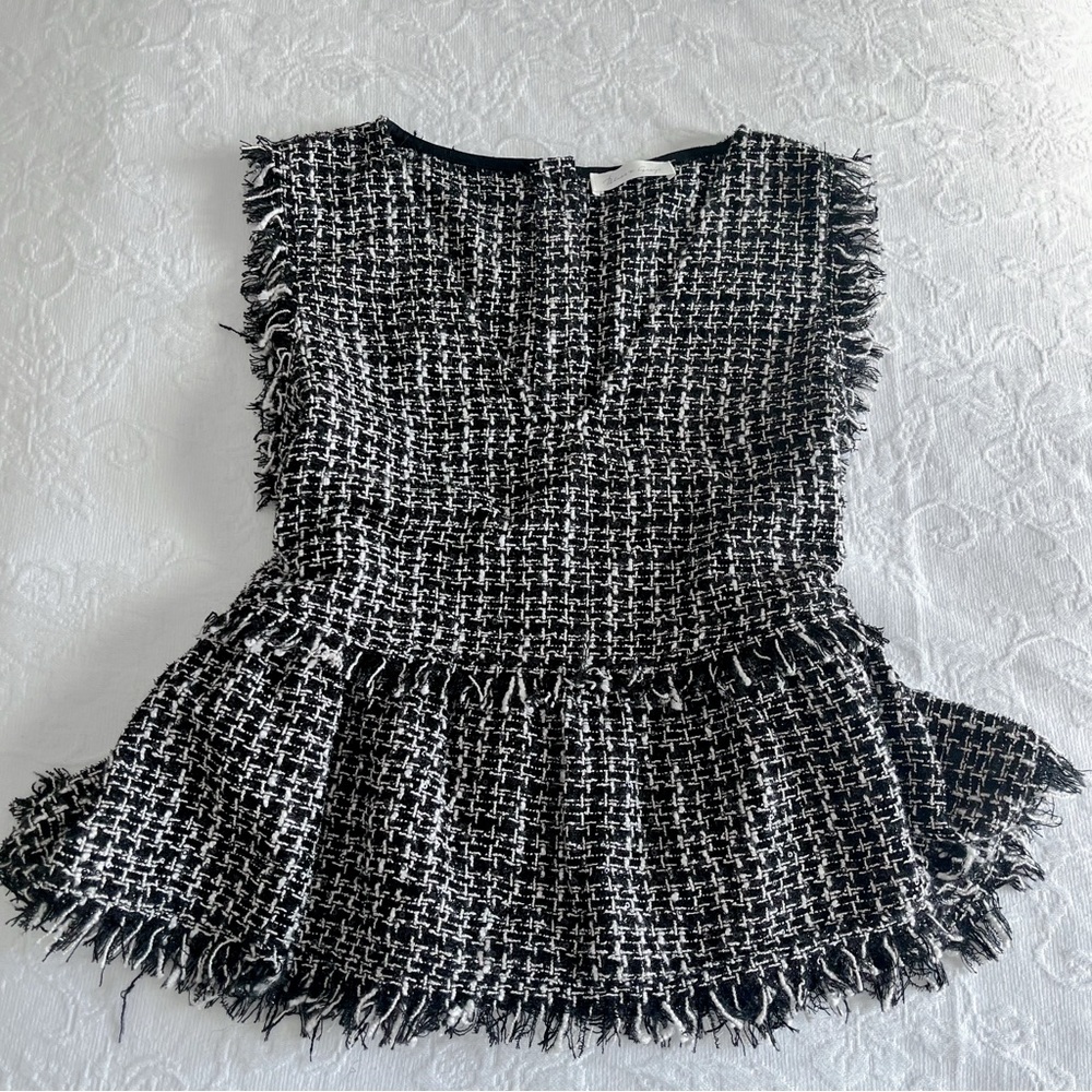 Blues & Greys Tweed Sleeveless Sequin Top Size L